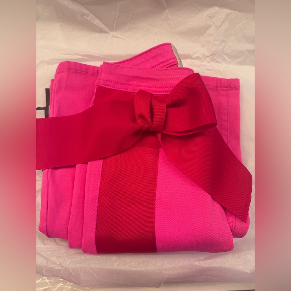 Judith March PINK BOW STRIPE FLARES with Red Bow - Picture 5 of 7